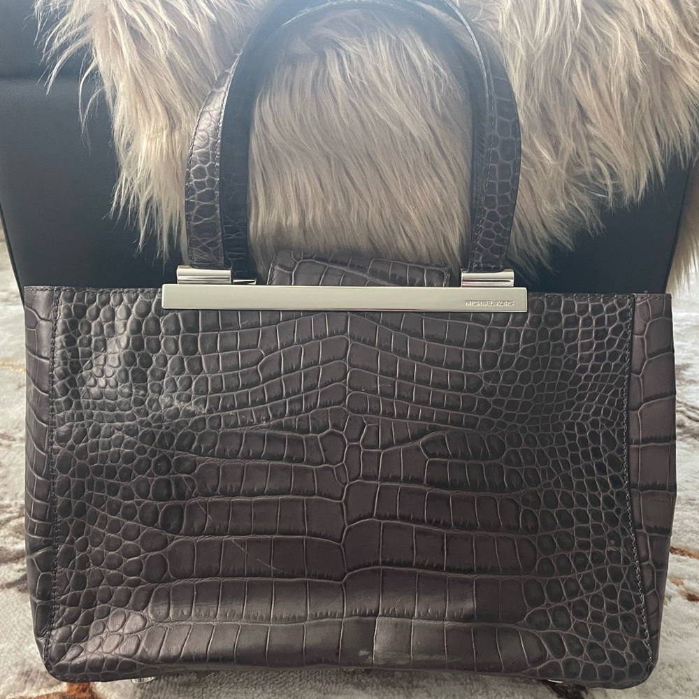 Michael Kors Medium Crocodile Embossed Leather Satchel